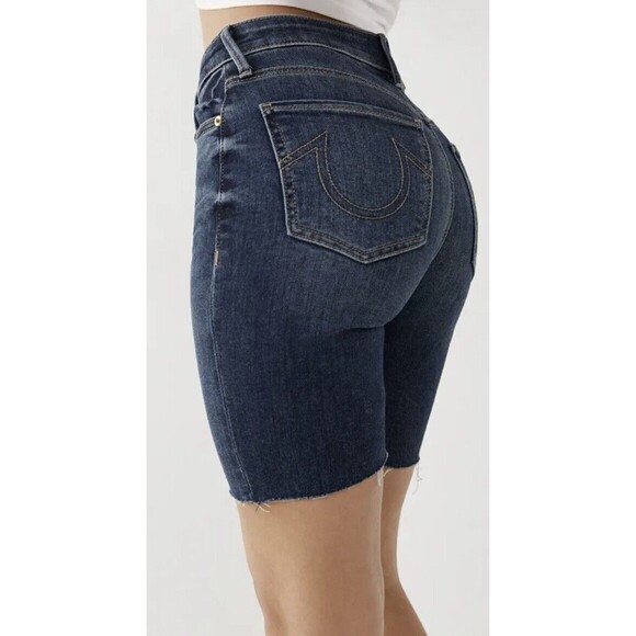 NWT True Religion Women's High rise Mid Cut Off Jean Shorts size 24 - Picture 6 of 8